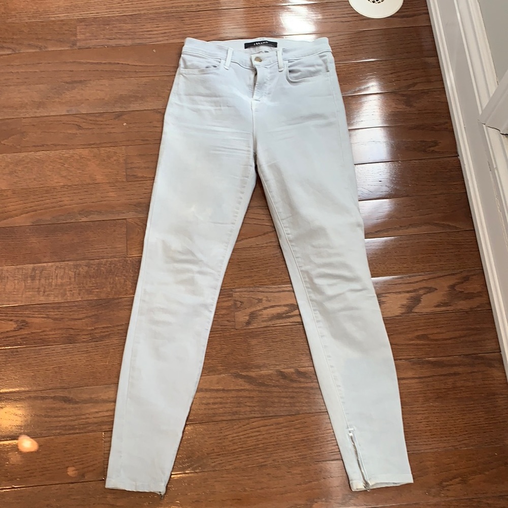 JBrand Cropped Zip dove grey stretch ankle skinny